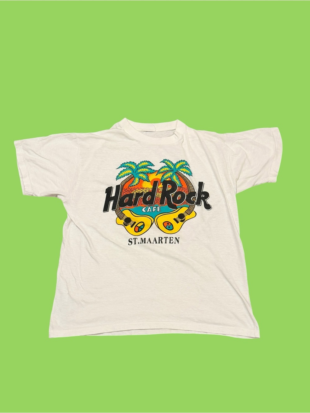 Vintage 90s Hard Rock Cafe St. Maarten Tropical Vibes Tourist Tee Unique Large